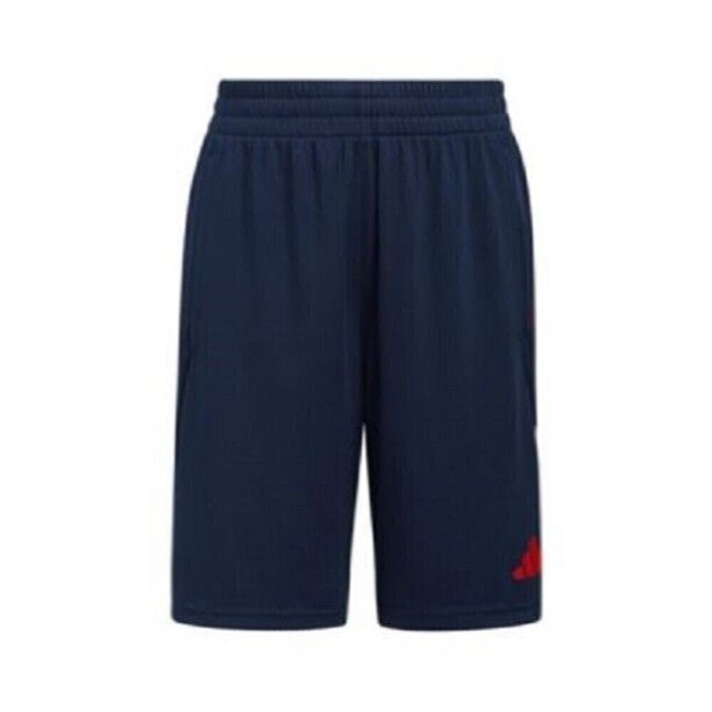 Adidas Big Boys Drawstring Shorts Gradient Bold 3-Stripe AER Navy with Red Sz M